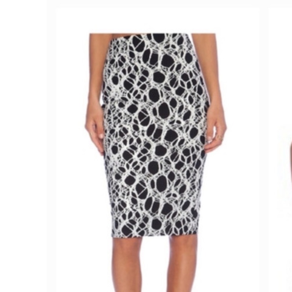 Elizabeth and James Black/White Abstract Web Aisling Pincel pencil Skirt size 6